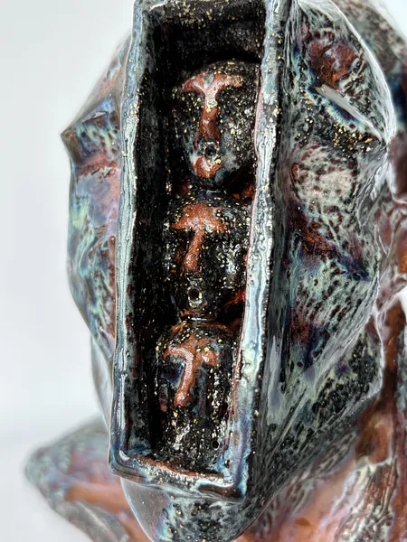 Image of Heads by VITALIY KRASUTSKIY, size: 35х25х25, made of Chamotte clay, glazes, Sculpture medium, from Lviv, part of the Series 1 series, priced at $600 Photo 2 of 10.