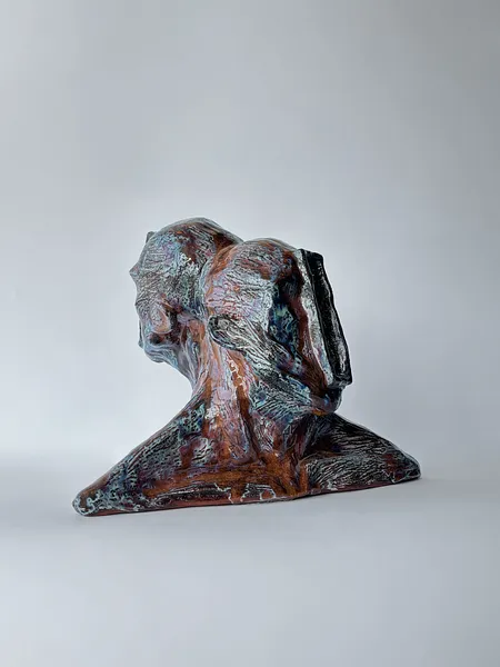 Image of Heads by VITALIY KRASUTSKIY, size: 35х25х25, made of Chamotte clay, glazes, Sculpture medium, from Lviv, part of the Series 1 series, priced at $600 Photo 3 of 10.