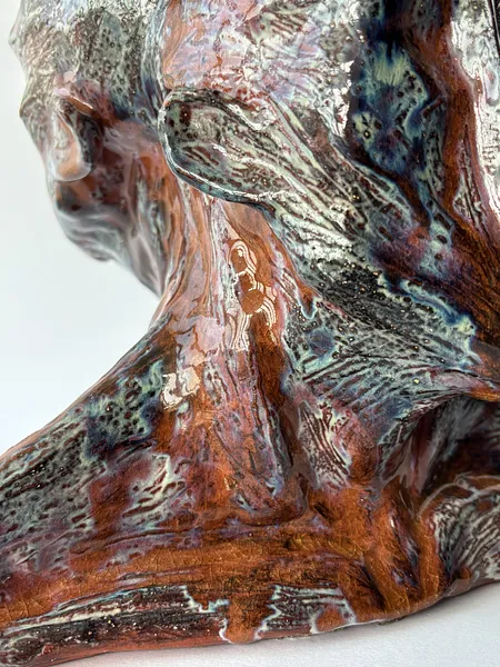 Image of Heads by VITALIY KRASUTSKIY, size: 35х25х25, made of Chamotte clay, glazes, Sculpture medium, from Lviv, part of the Series 1 series, priced at $600 Photo 5 of 10.