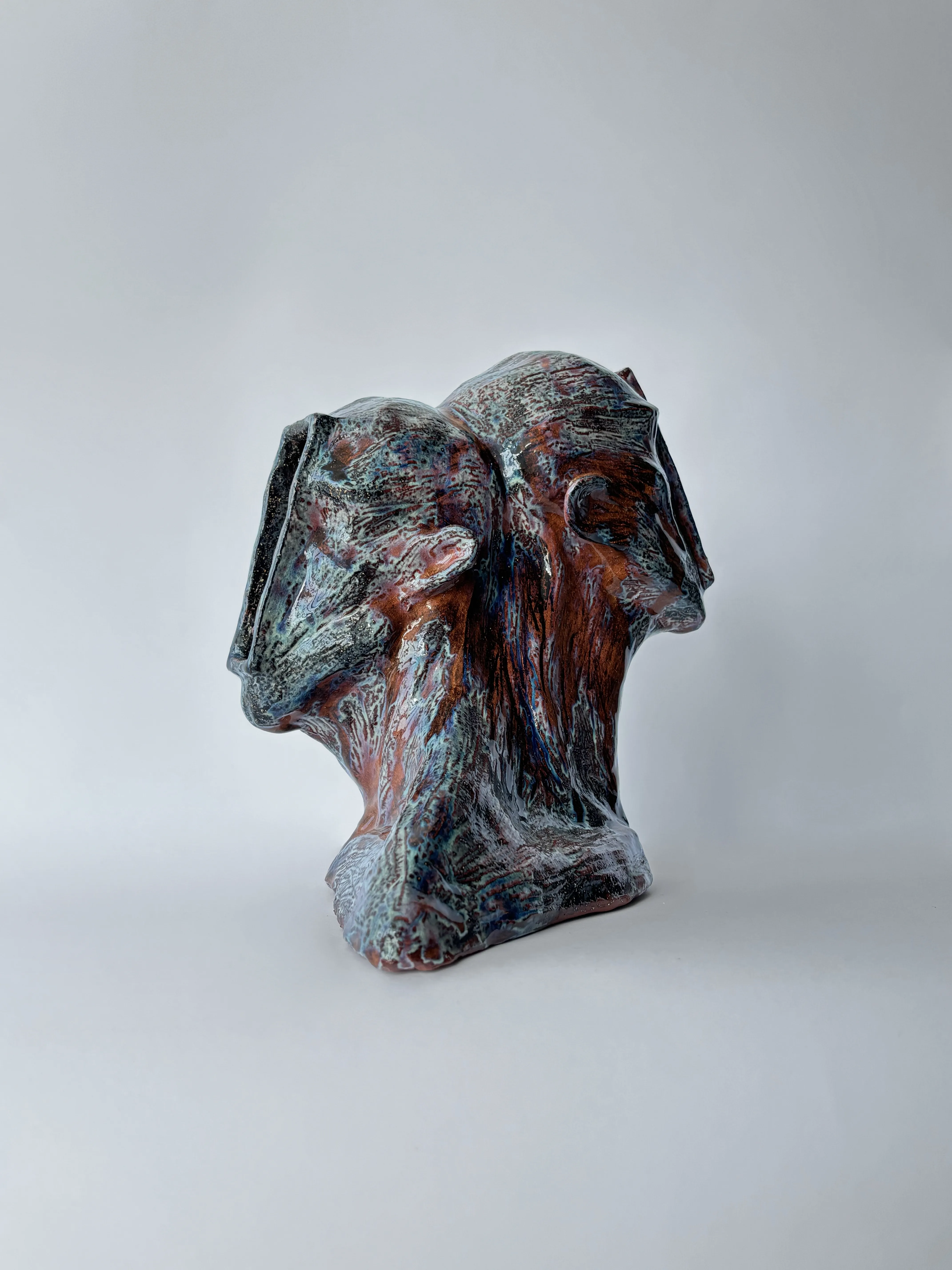 Image of Heads by VITALIY KRASUTSKIY, size: 35х25х25, made of Chamotte clay, glazes, Sculpture medium, from Lviv, part of the Series 1 series, priced at $600 Photo 6 of 10.