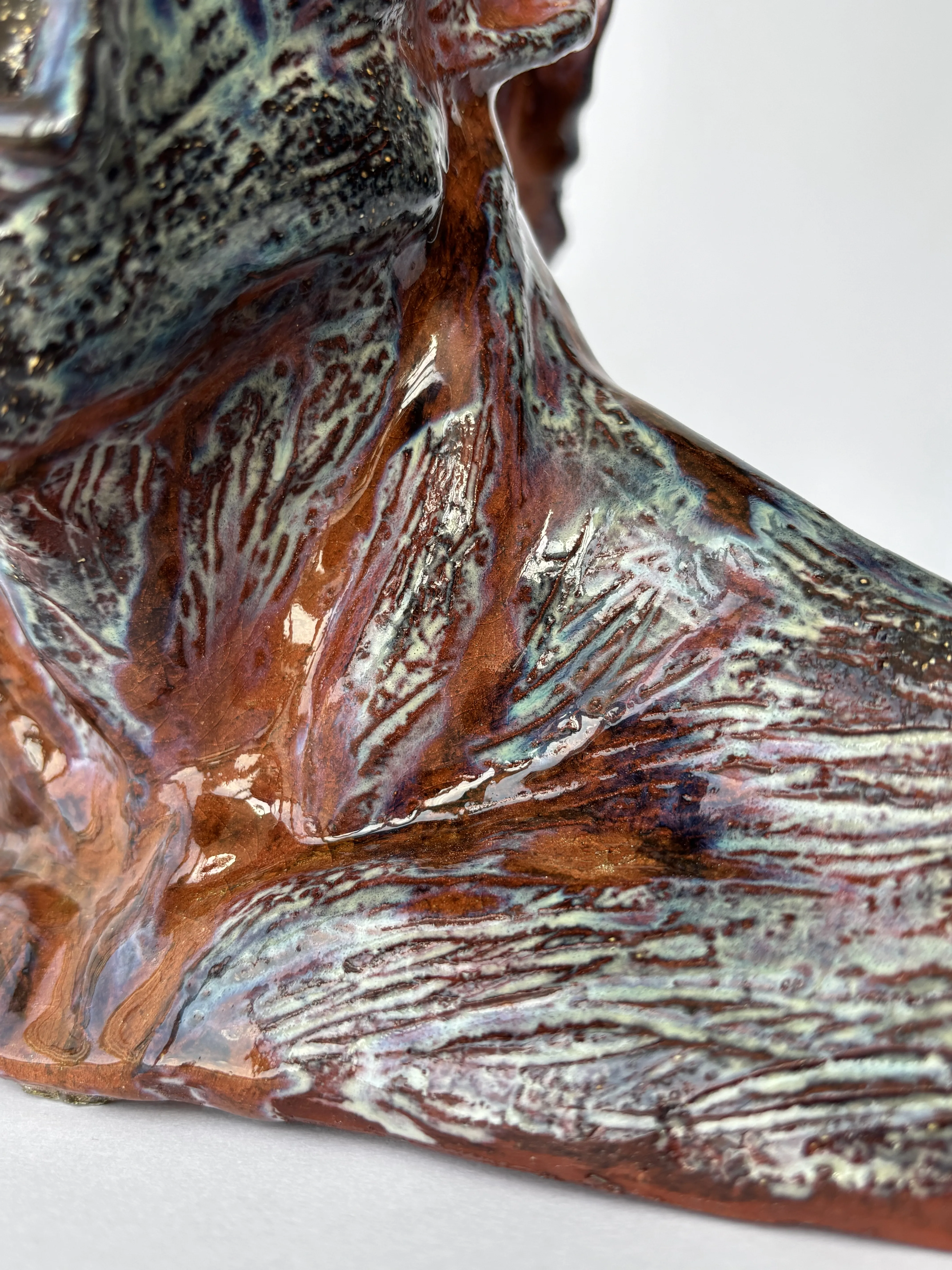 Image of Heads by VITALIY KRASUTSKIY, size: 35х25х25, made of Chamotte clay, glazes, Sculpture medium, from Lviv, part of the Series 1 series, priced at $600 Photo 9 of 10.