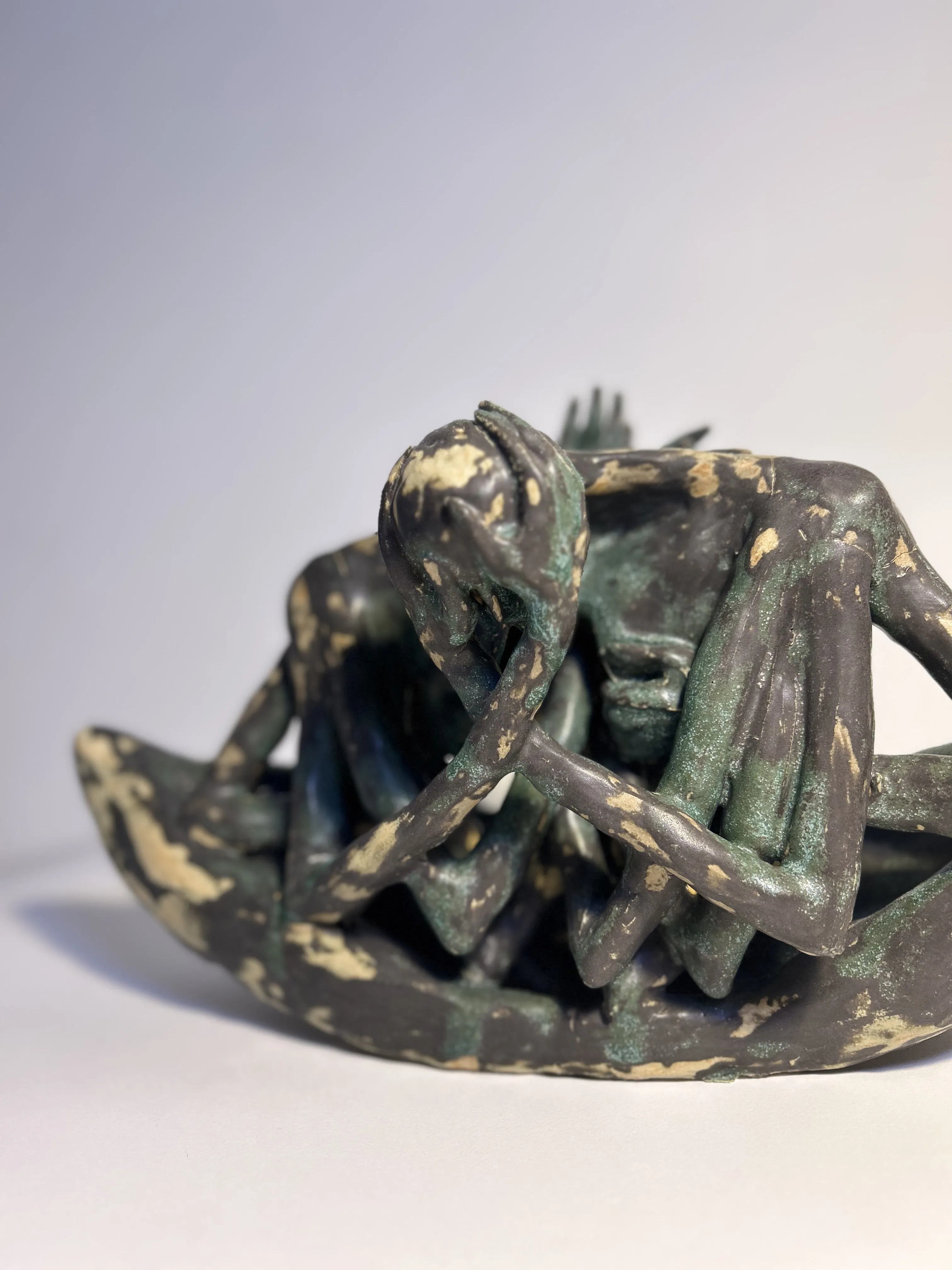 Image of Self-criticism by VITALIY KRASUTSKIY, size: 40x22x24, made of Chamotte clay, ceramic glazes, plaster, acrylic, Sculpture medium, from Lviv, part of the Series 1 series, priced at $500 Photo 2 of 6.