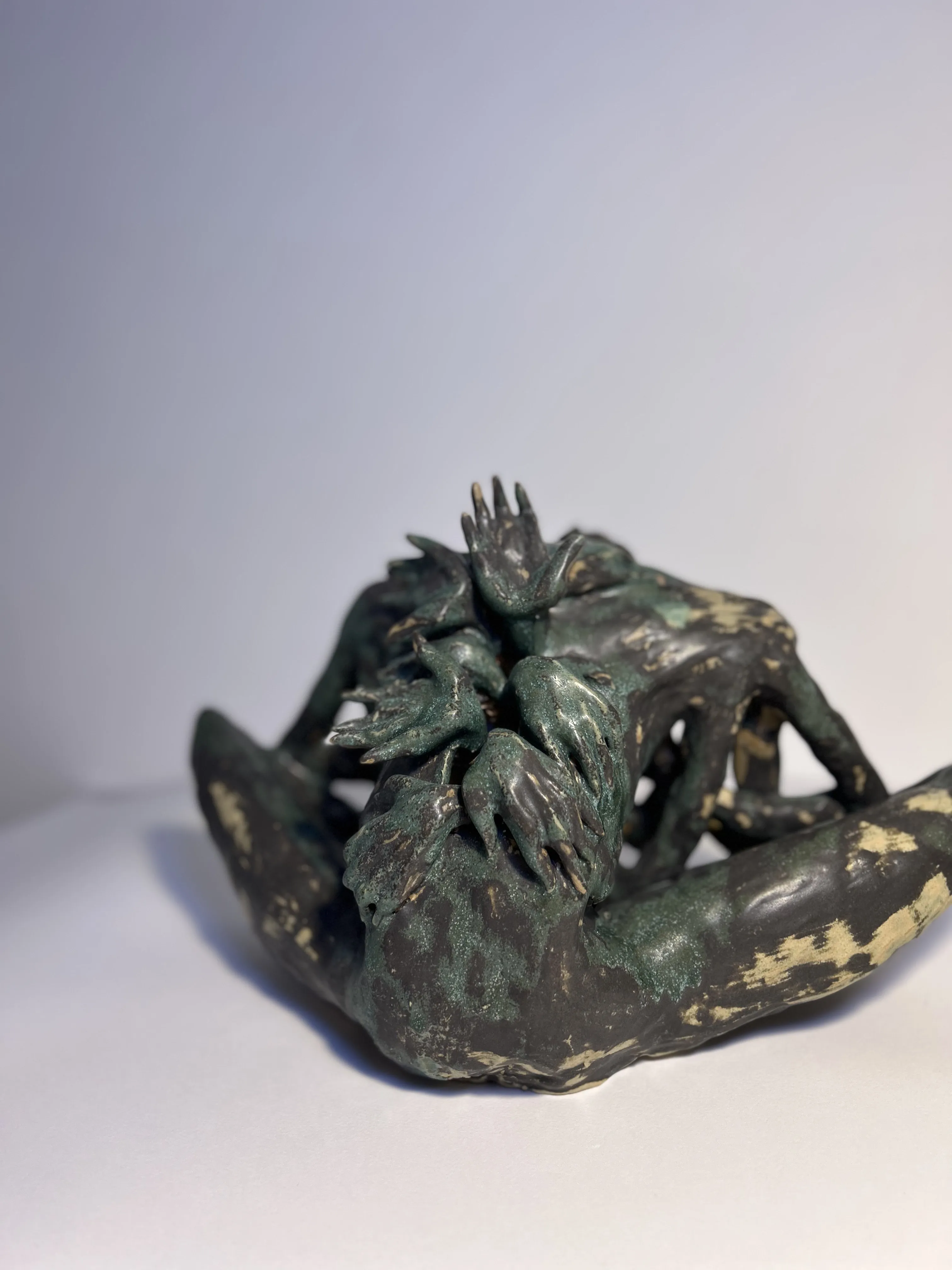 Image of Self-criticism by VITALIY KRASUTSKIY, size: 40x22x24, made of Chamotte clay, ceramic glazes, plaster, acrylic, Sculpture medium, from Lviv, part of the Series 1 series, priced at $500 Photo 4 of 6.