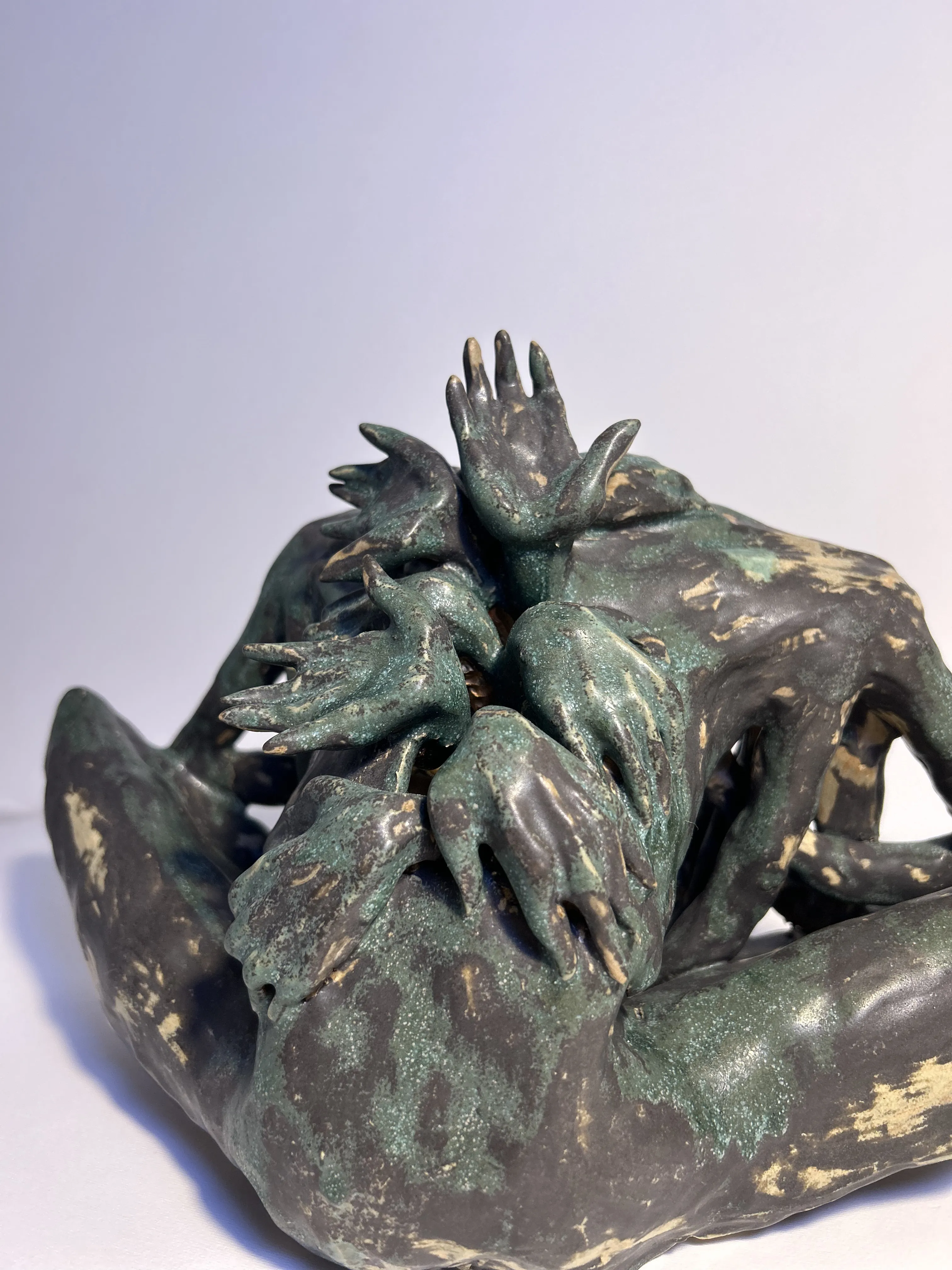 Image of Self-criticism by VITALIY KRASUTSKIY, size: 40x22x24, made of Chamotte clay, ceramic glazes, plaster, acrylic, Sculpture medium, from Lviv, part of the Series 1 series, priced at $500 Photo 5 of 6.