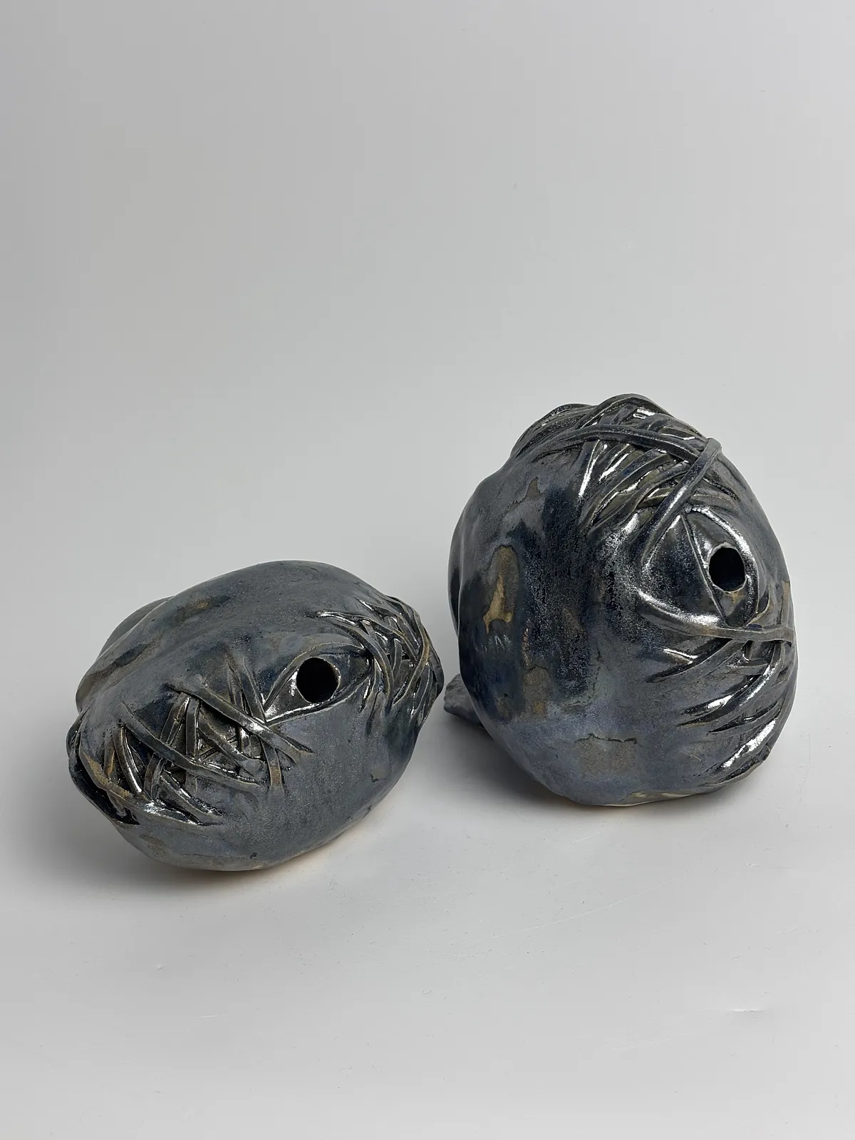 Image of Eyes by VITALIY KRASUTSKIY, made of Chamotte clay, glazes, Sculpture medium, from Lviv, part of the Series 1 series, priced at €200 Photo 1 of 12.