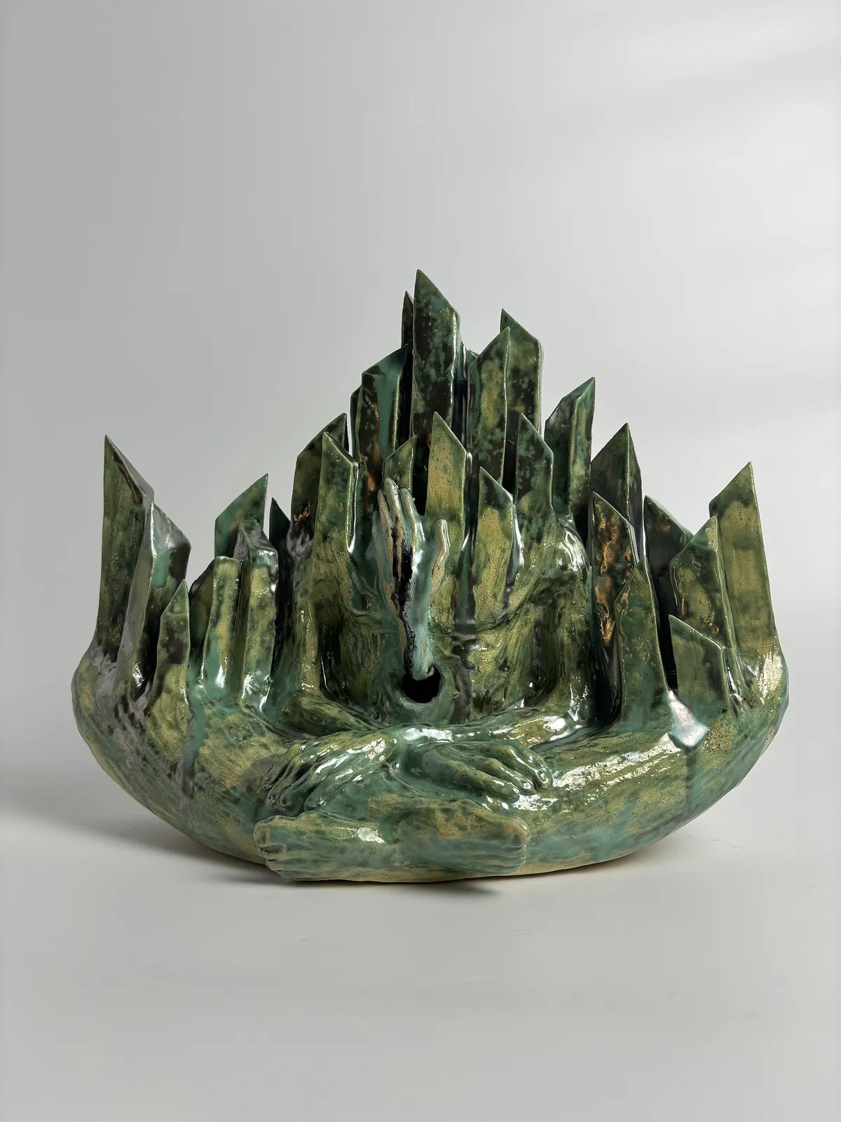 Image of Emerald by VITALIY KRASUTSKIY, made of Chamotte clay, glazes, Sculpture medium, from Lviv, part of the Series 1 series, priced at €800 Photo 1 of 10.