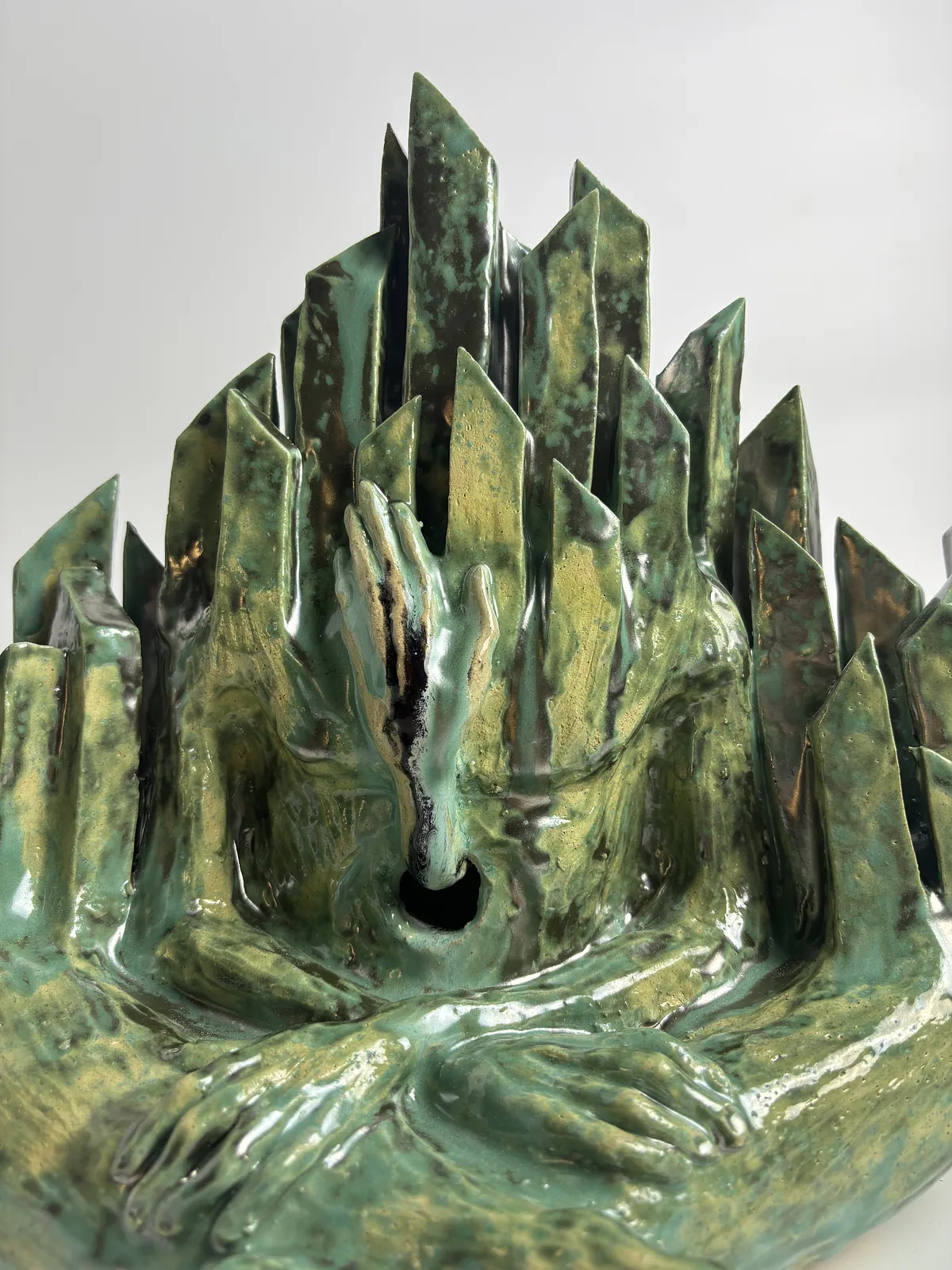 Image of Emerald by VITALIY KRASUTSKIY, made of Chamotte clay, glazes, Sculpture medium, from Lviv, part of the Series 1 series, priced at €800 Photo 5 of 10.