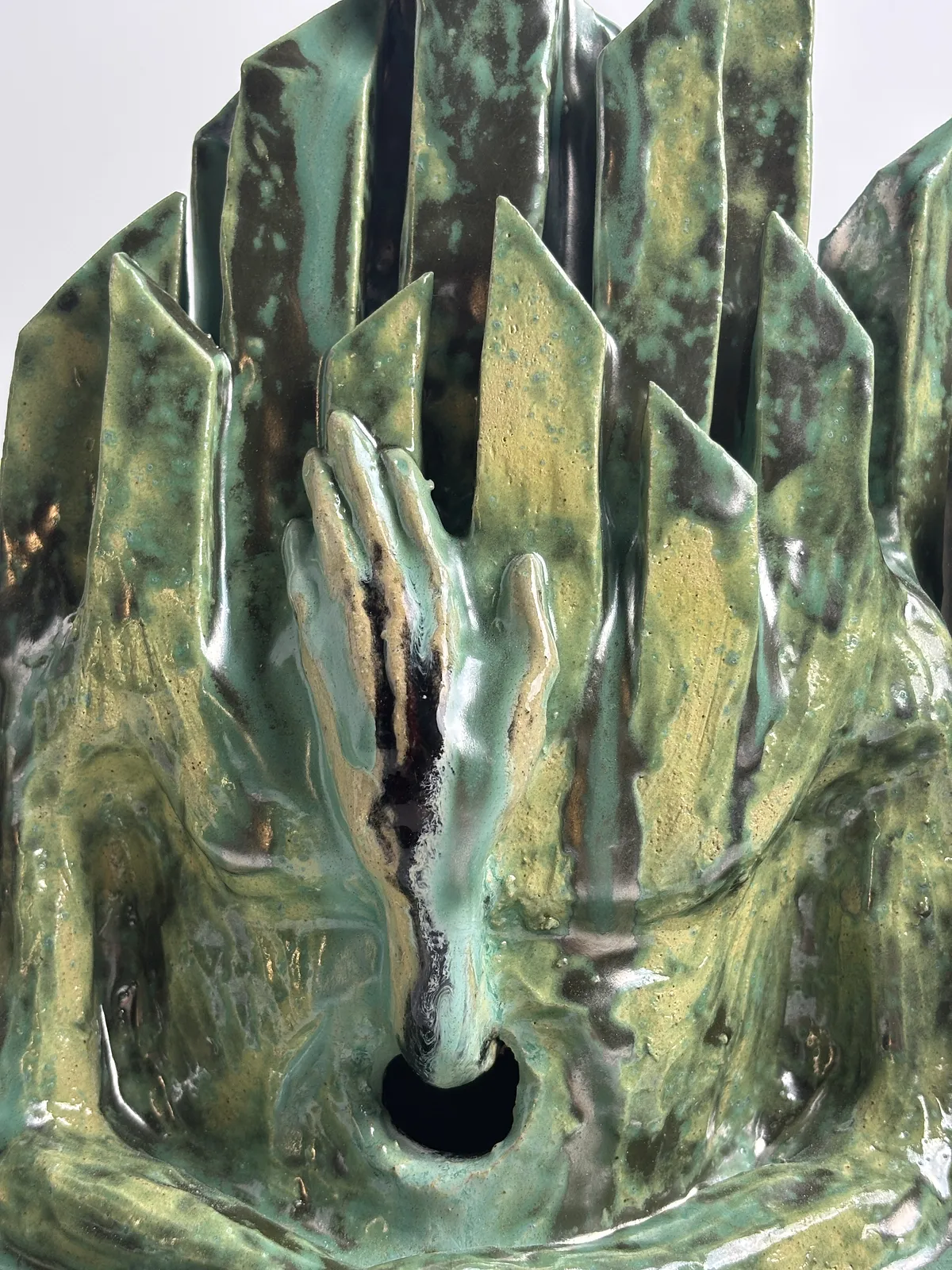 Image of Emerald by VITALIY KRASUTSKIY, made of Chamotte clay, glazes, Sculpture medium, from Lviv, part of the Series 1 series, priced at €800 Photo 6 of 10.