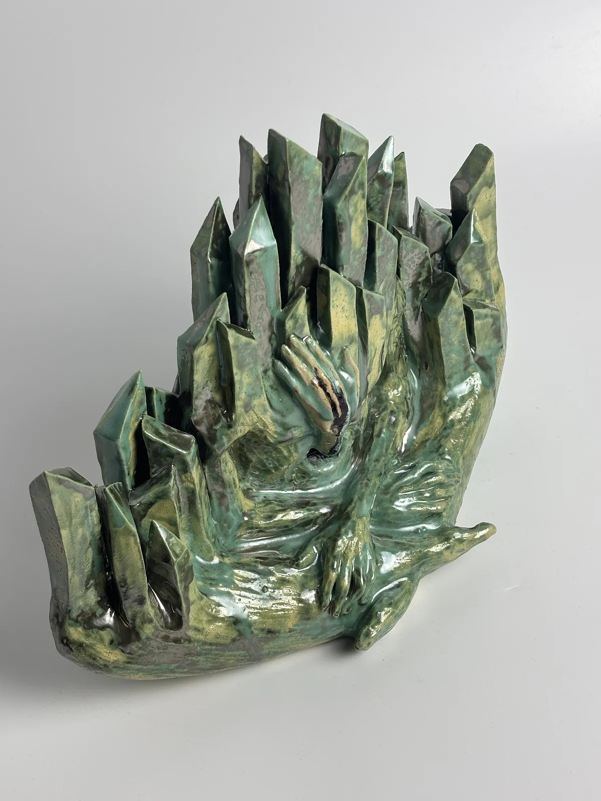 Image of Emerald by VITALIY KRASUTSKIY, made of Chamotte clay, glazes, Sculpture medium, from Lviv, part of the Series 1 series, priced at €800 Photo 7 of 10.