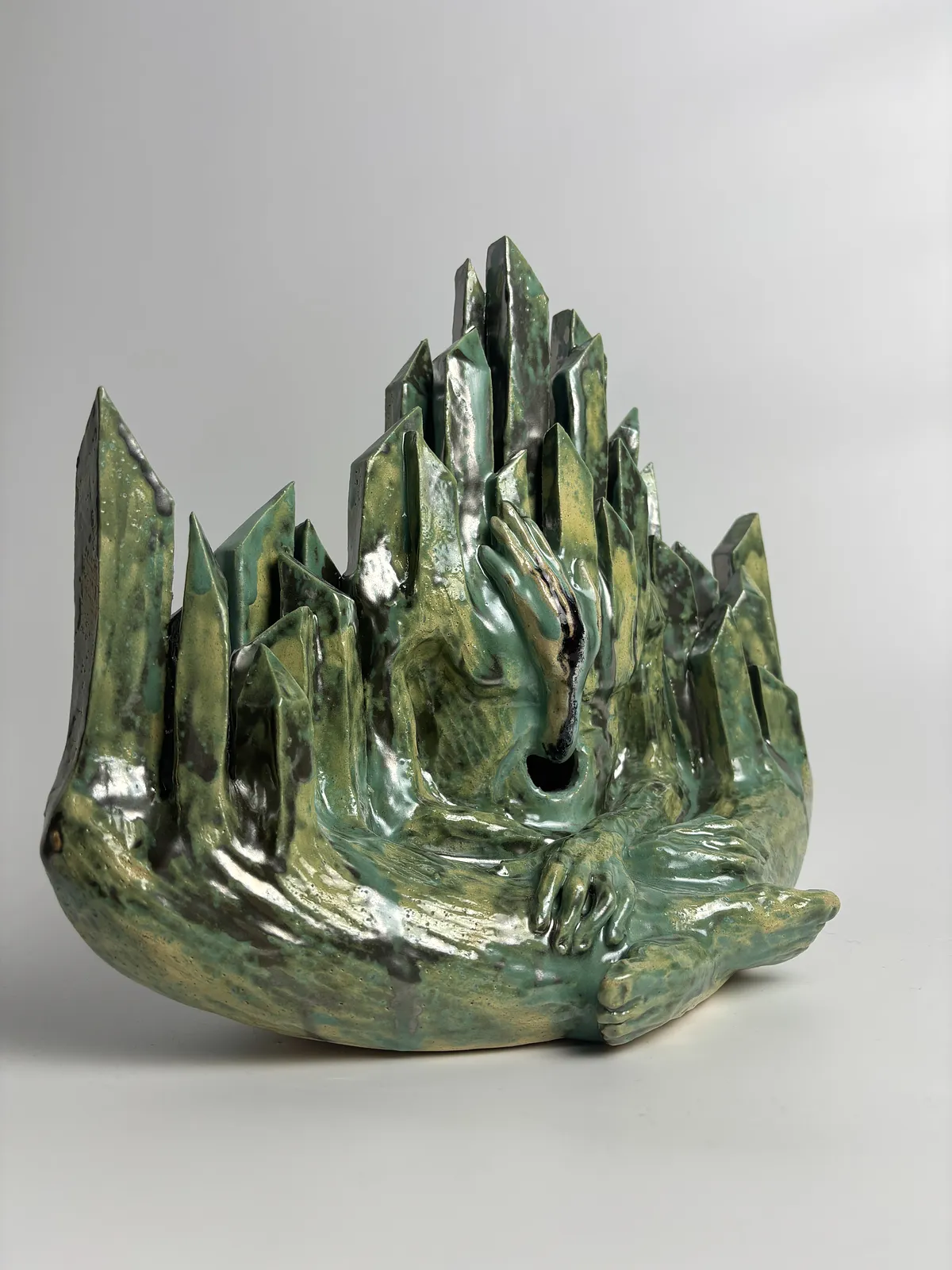 Image of Emerald by VITALIY KRASUTSKIY, made of Chamotte clay, glazes, Sculpture medium, from Lviv, part of the Series 1 series, priced at €800 Photo 2 of 10.