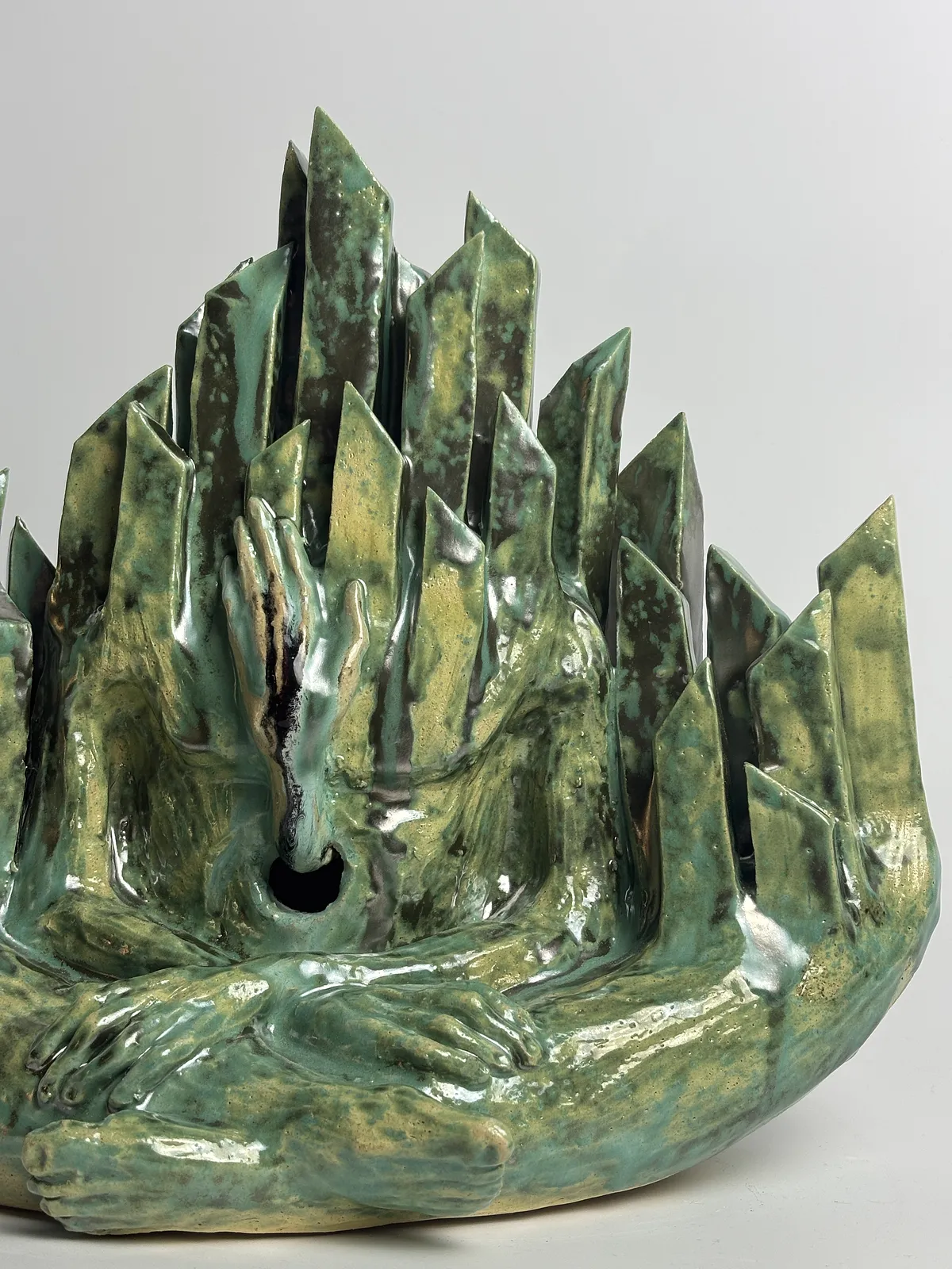 Image of Emerald by VITALIY KRASUTSKIY, made of Chamotte clay, glazes, Sculpture medium, from Lviv, part of the Series 1 series, priced at €800 Photo 10 of 10.