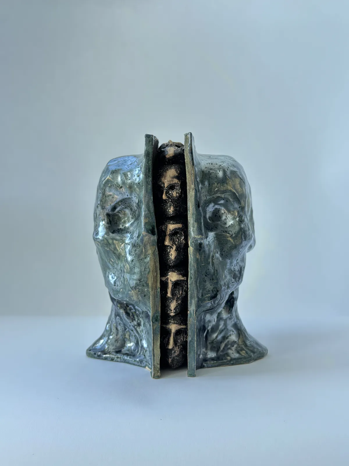 Image of Heads 2 by VITALIY KRASUTSKIY, made of Chamotte clay, glazes, Sculpture medium, from Lviv, part of the Series 1 series Photo 1 of 6.