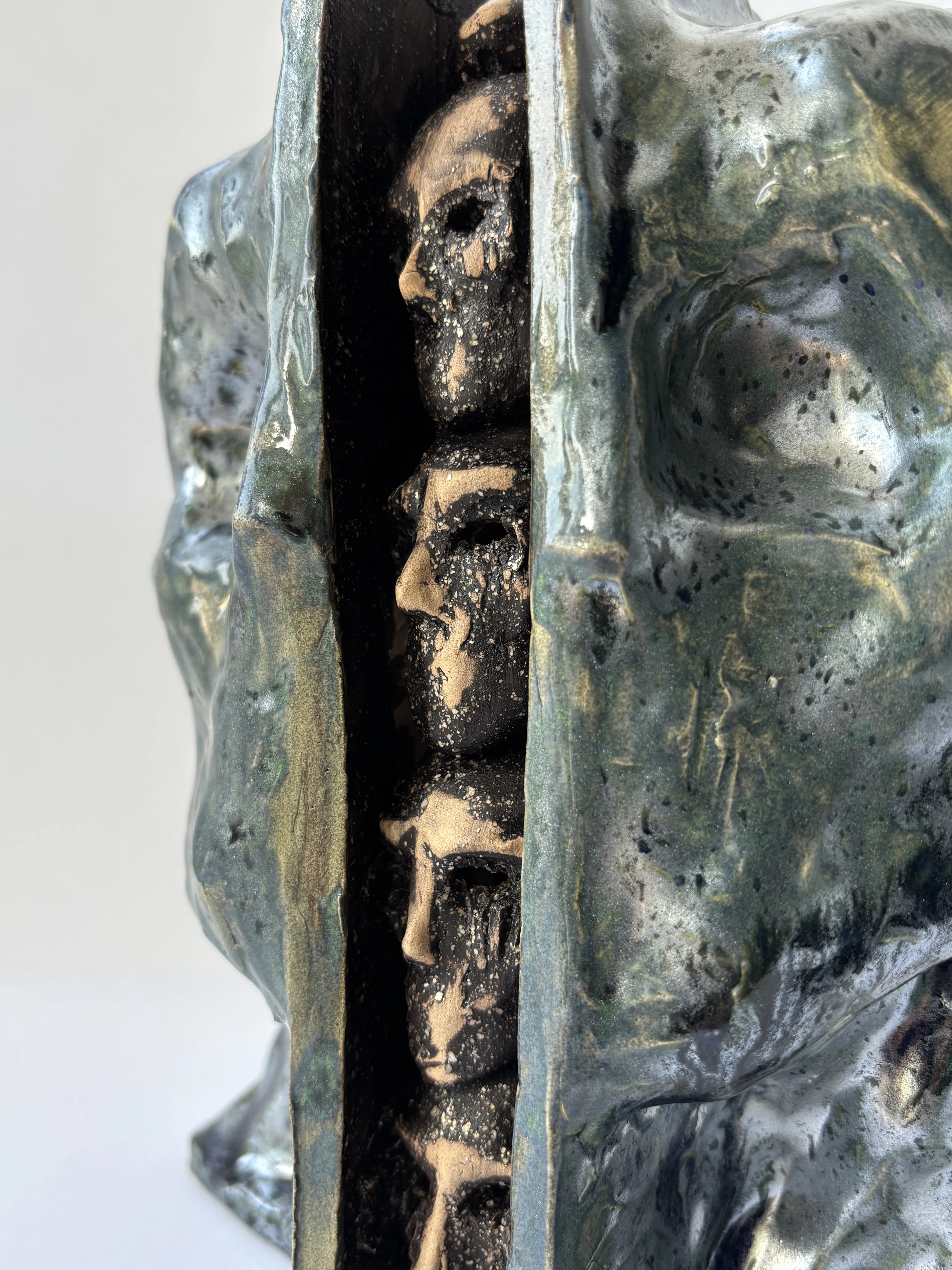 Image of Heads 2 by VITALIY KRASUTSKIY, size: 20x18x12, made of Chamotte clay, glazes, Sculpture medium, from Lviv, part of the Series 1 series Photo 2 of 6.