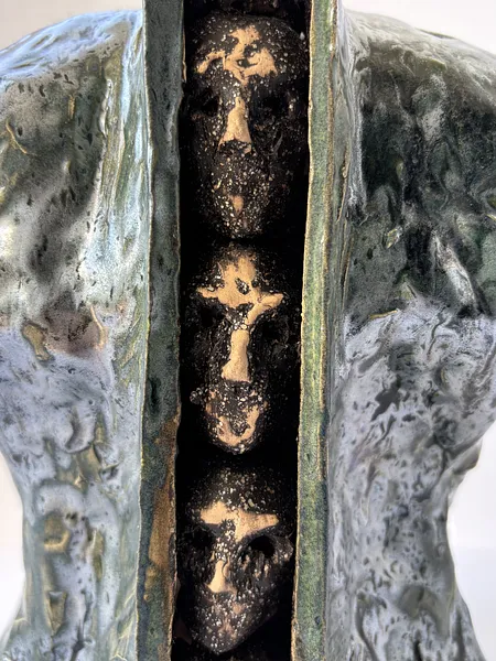 Image of Heads 2 by VITALIY KRASUTSKIY, size: 20x18x12, made of Chamotte clay, glazes, Sculpture medium, from Lviv, part of the Series 1 series Photo 5 of 6.