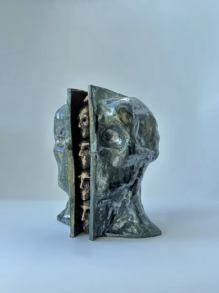 Image of Heads 2 by VITALIY KRASUTSKIY, size: 20x18x12, made of Chamotte clay, glazes, Sculpture medium, from Lviv, part of the Series 1 series Photo 6 of 6.