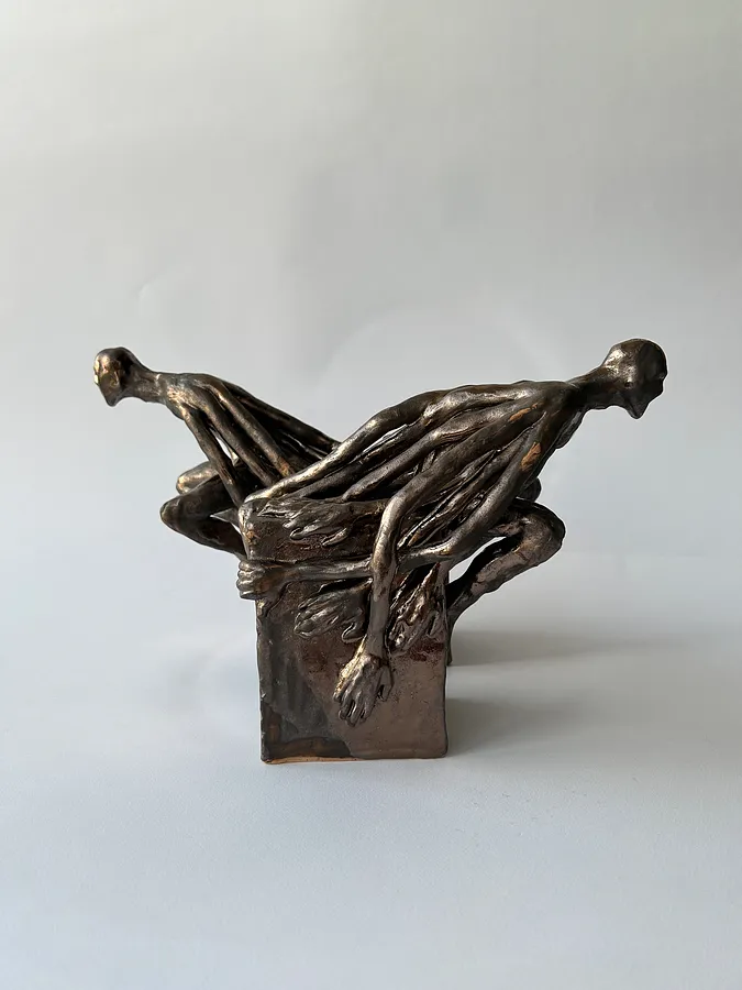 Image of Dependence by VITALIY KRASUTSKIY, size: 35х25х17, made of Chamotte clay, glazes, Sculpture medium, from Lviv, part of the Series 1 series Photo 1 of 7.