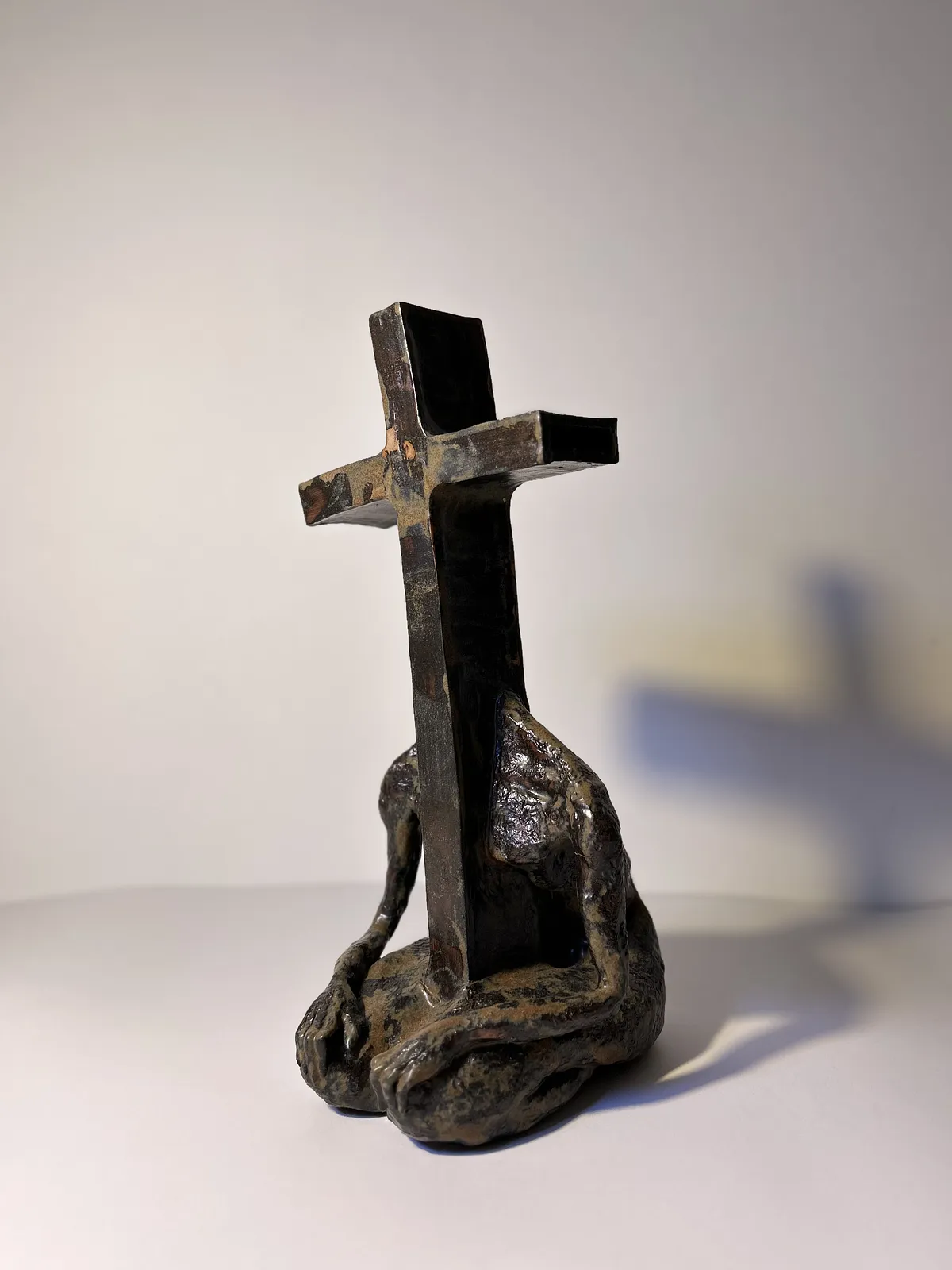 Image of Cross-headed by VITALIY KRASUTSKIY, made of Chamotte clay, ceramic glazes, plaster, acrylic, Sculpture medium, from Lviv, part of the Series 1 series Photo 1 of 8.