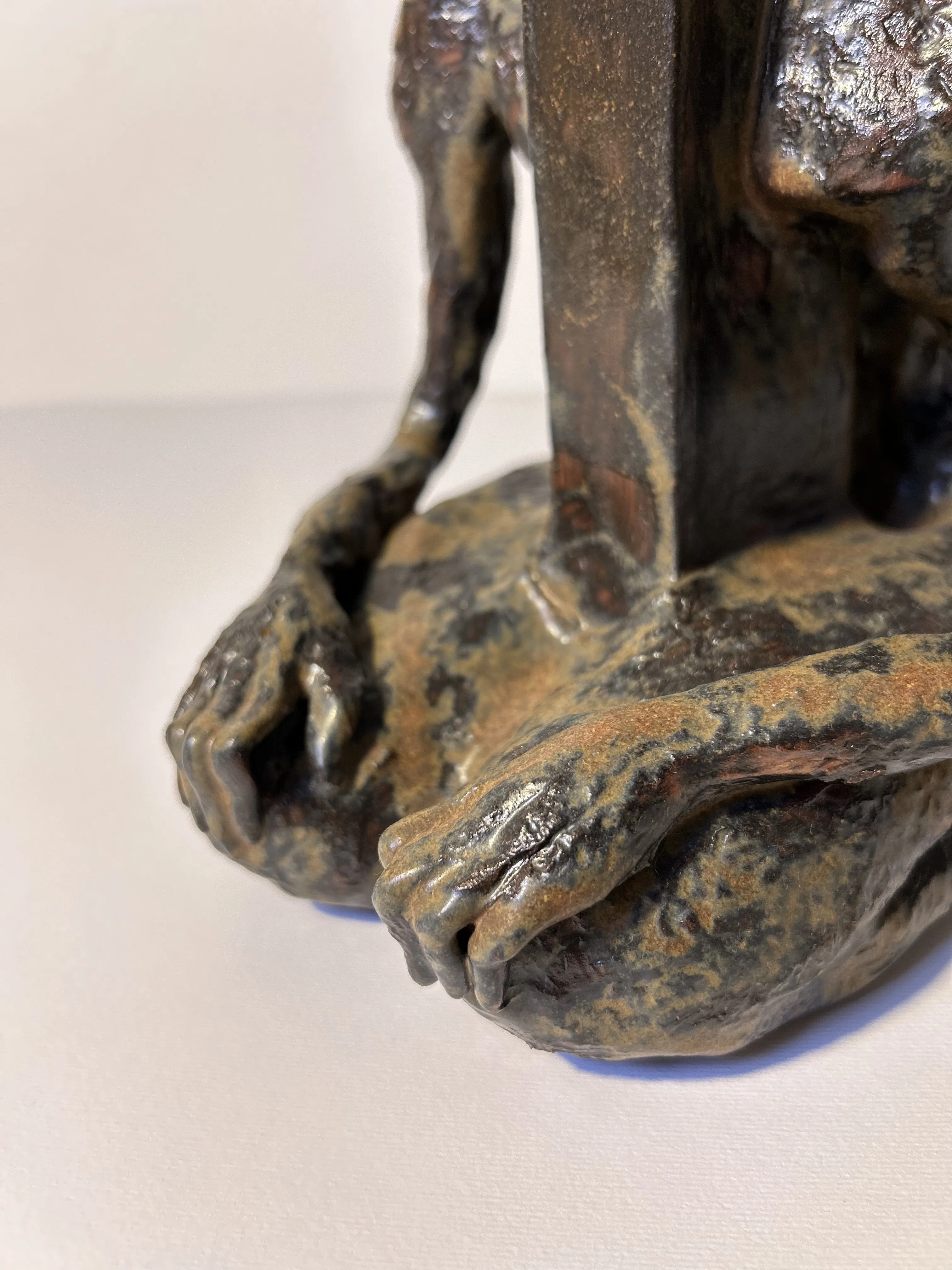 Image of Cross-headed by VITALIY KRASUTSKIY, size: 36x15x20, made of Chamotte clay, ceramic glazes, plaster, acrylic, Sculpture medium, from Lviv, part of the Series 1 series Photo 6 of 8.