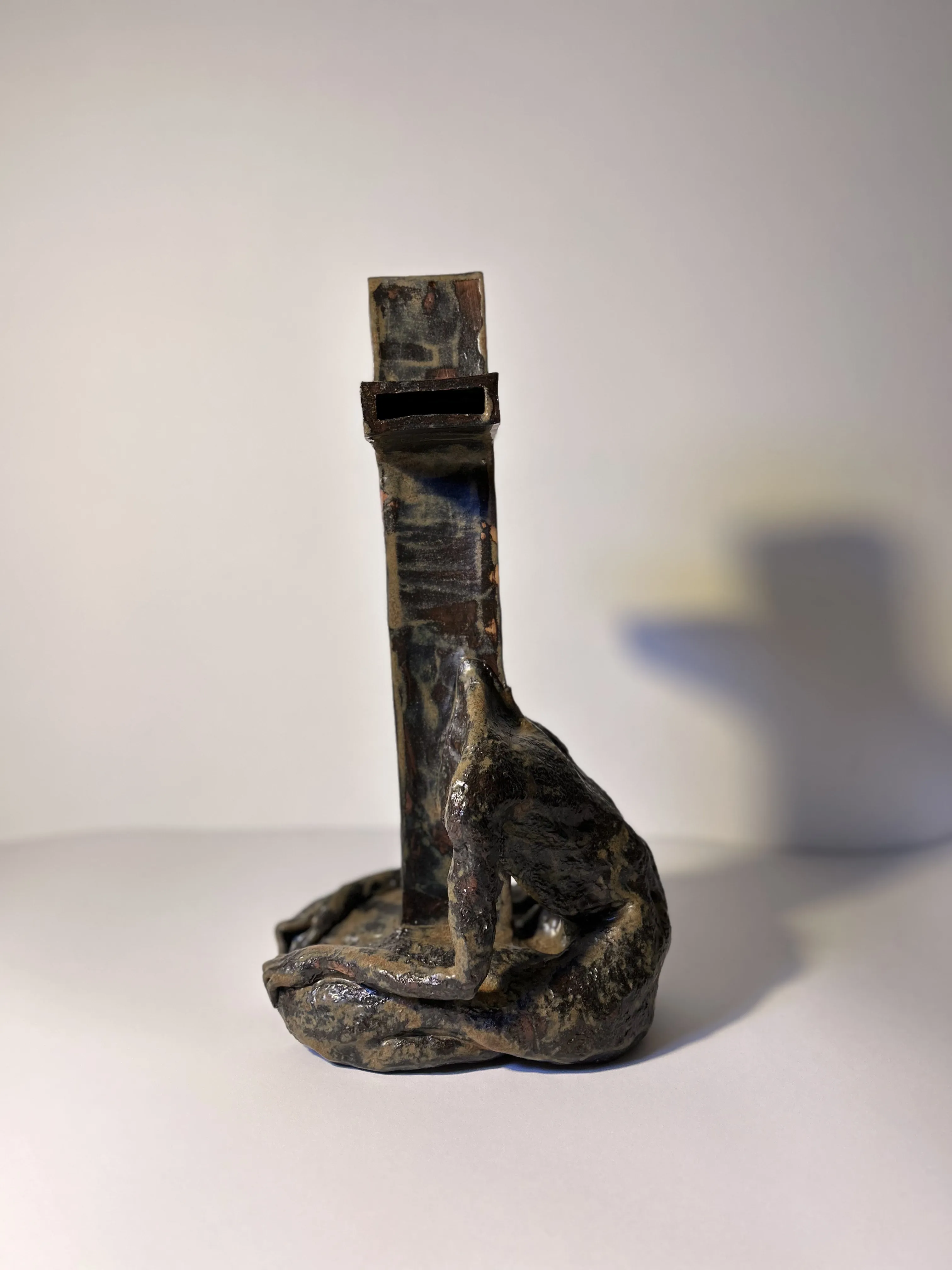 Image of Cross-headed by VITALIY KRASUTSKIY, size: 36x15x20, made of Chamotte clay, ceramic glazes, plaster, acrylic, Sculpture medium, from Lviv, part of the Series 1 series Photo 7 of 8.