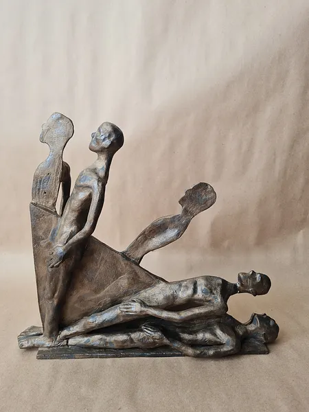 Image of Degradation by VITALIY KRASUTSKIY, size: 35х35х10, made of Chamotte clay, glazes, Sculpture medium, part of the Series 1 series Photo 4 of 10.