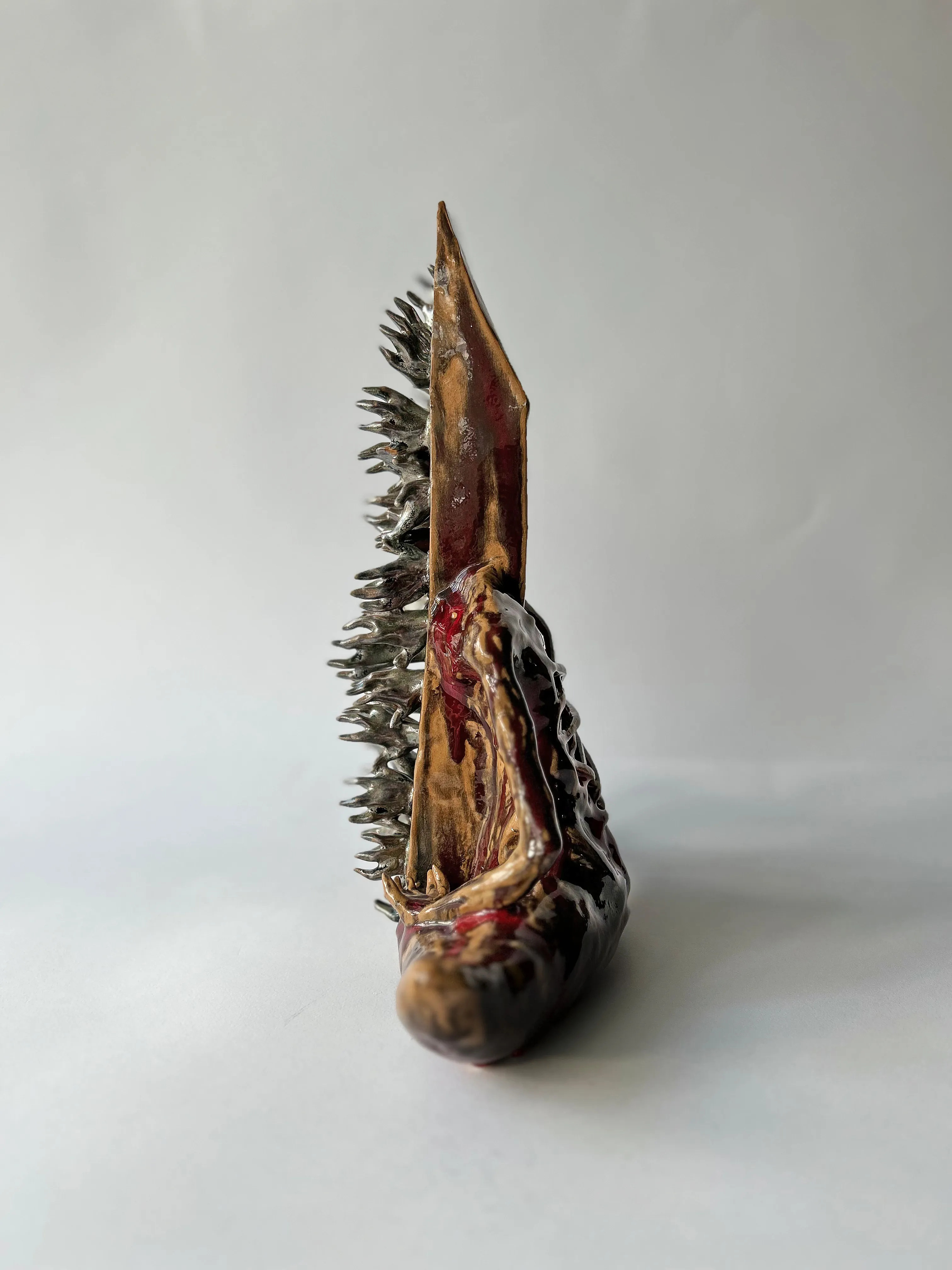 Image of Fear by VITALIY KRASUTSKIY, made of Chamotte clay, ceramic glazes, plaster, acrylic, Sculpture medium, from Lviv, part of the Series 1 series Photo 4 of 10.