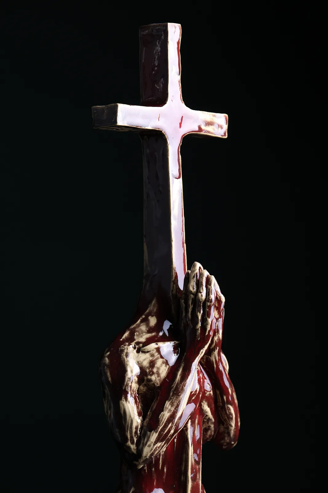 Image of Crosshead III by VITALIY KRASUTSKIY, size: H=50 cm, made of Шамотна глина, поливи, Sculpture medium, from Львів, part of the Series 1 series, priced at €600 Photo 7 of 10.