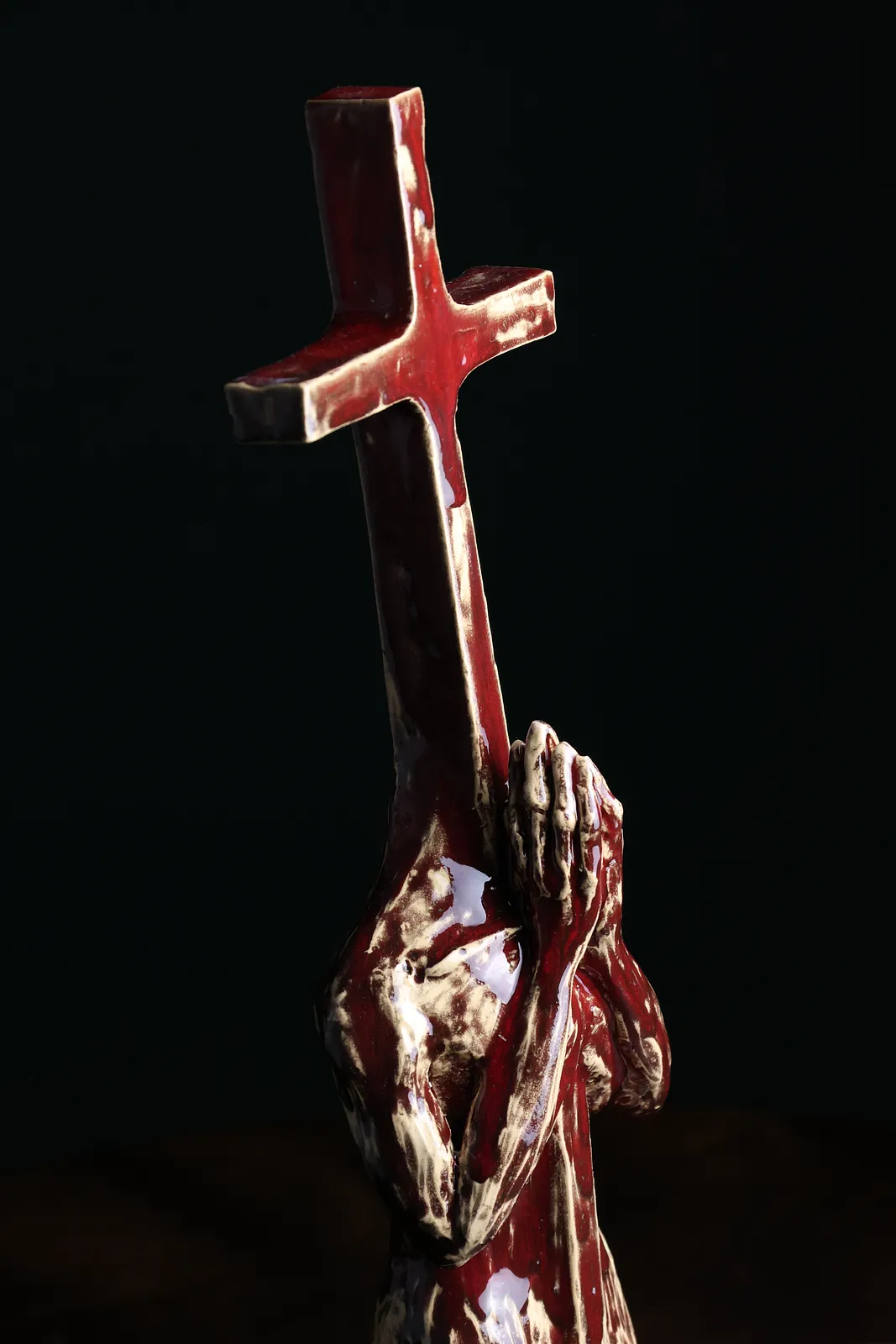 Image of Crosshead III by VITALIY KRASUTSKIY, size: H=50 cm, made of Шамотна глина, поливи, Sculpture medium, from Львів, part of the Series 1 series, priced at €600 Photo 10 of 10.
