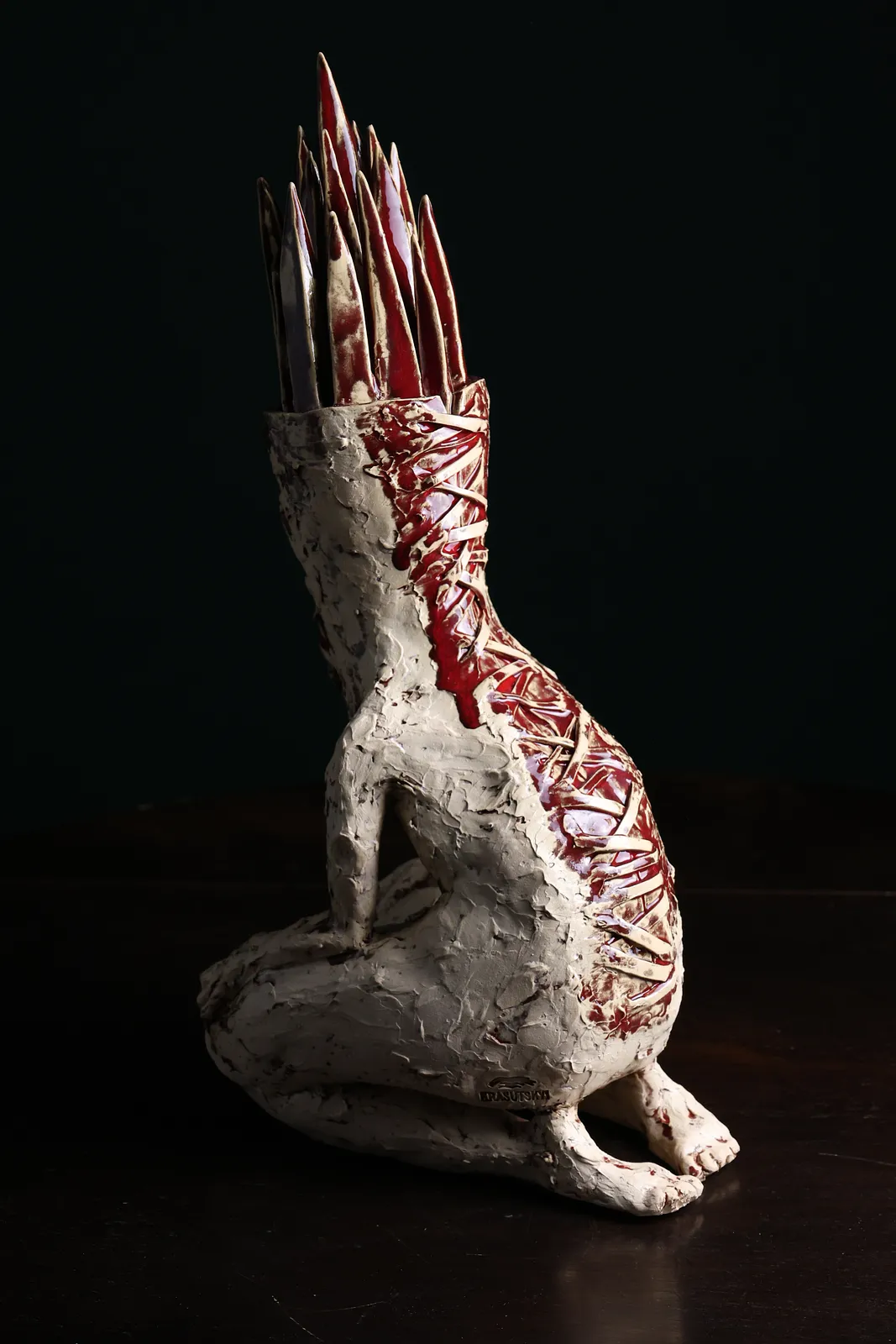 Image of «Що виросло з рани» by VITALIY KRASUTSKIY, size: H=45 cm, made of Шамотна глина, поливи, Sculpture medium, from Львів, part of the Series 1 series, priced at €1000 Photo 5 of 11.