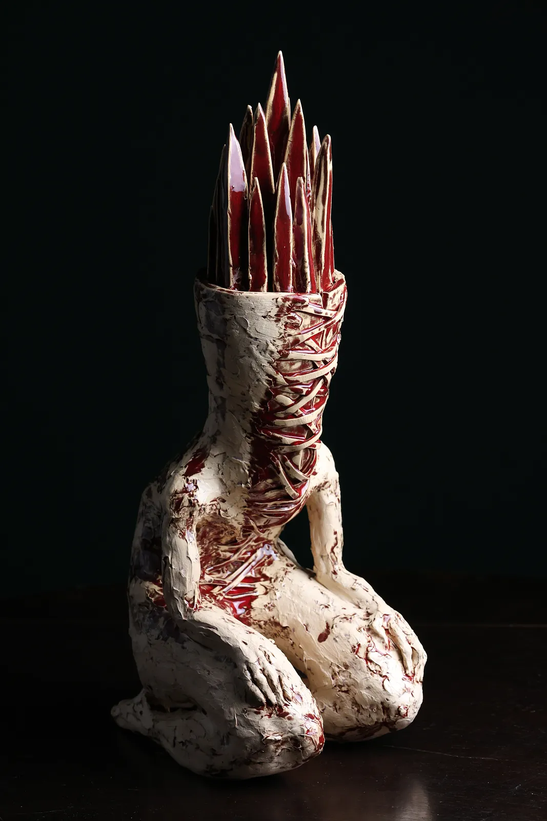 Image of «Що виросло з рани» by VITALIY KRASUTSKIY, size: H=45 cm, made of Шамотна глина, поливи, Sculpture medium, from Львів, part of the Series 1 series, priced at €1000 Photo 10 of 11.