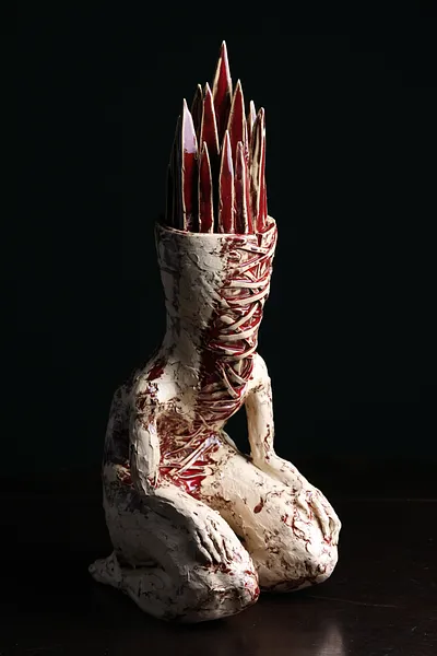 Image of «Що виросло з рани» by VITALIY KRASUTSKIY, size: H=45 cm, made of Шамотна глина, поливи, Sculpture medium, from Львів, part of the Series 1 series, priced at €1000 Photo 10 of 11.