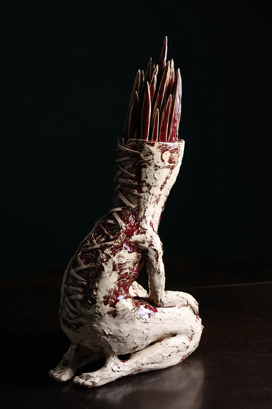 Image of «Що виросло з рани» by VITALIY KRASUTSKIY, size: H=45 cm, made of Шамотна глина, поливи, Sculpture medium, from Львів, part of the Series 1 series, priced at €1000 Photo 4 of 11.