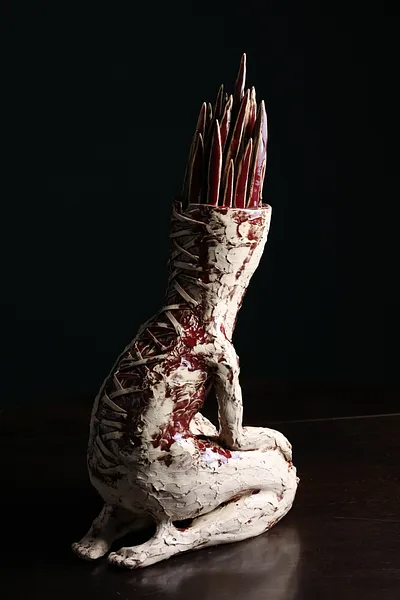 Image of «Що виросло з рани» by VITALIY KRASUTSKIY, size: H=45 cm, made of Шамотна глина, поливи, Sculpture medium, from Львів, part of the Series 1 series, priced at €1000 Photo 4 of 11.