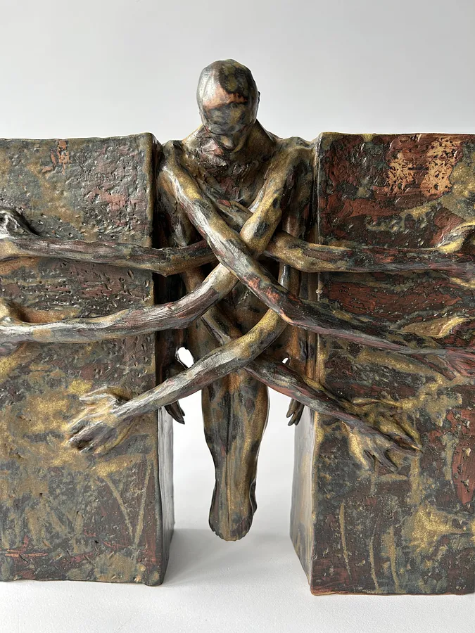 Image of Самообмеження by VITALIY KRASUTSKIY, size:  30x30x15 cm, made of pottery, Sculpture medium, from Lviv, part of the Series 1 series, priced at $600 Photo 1 of 10.