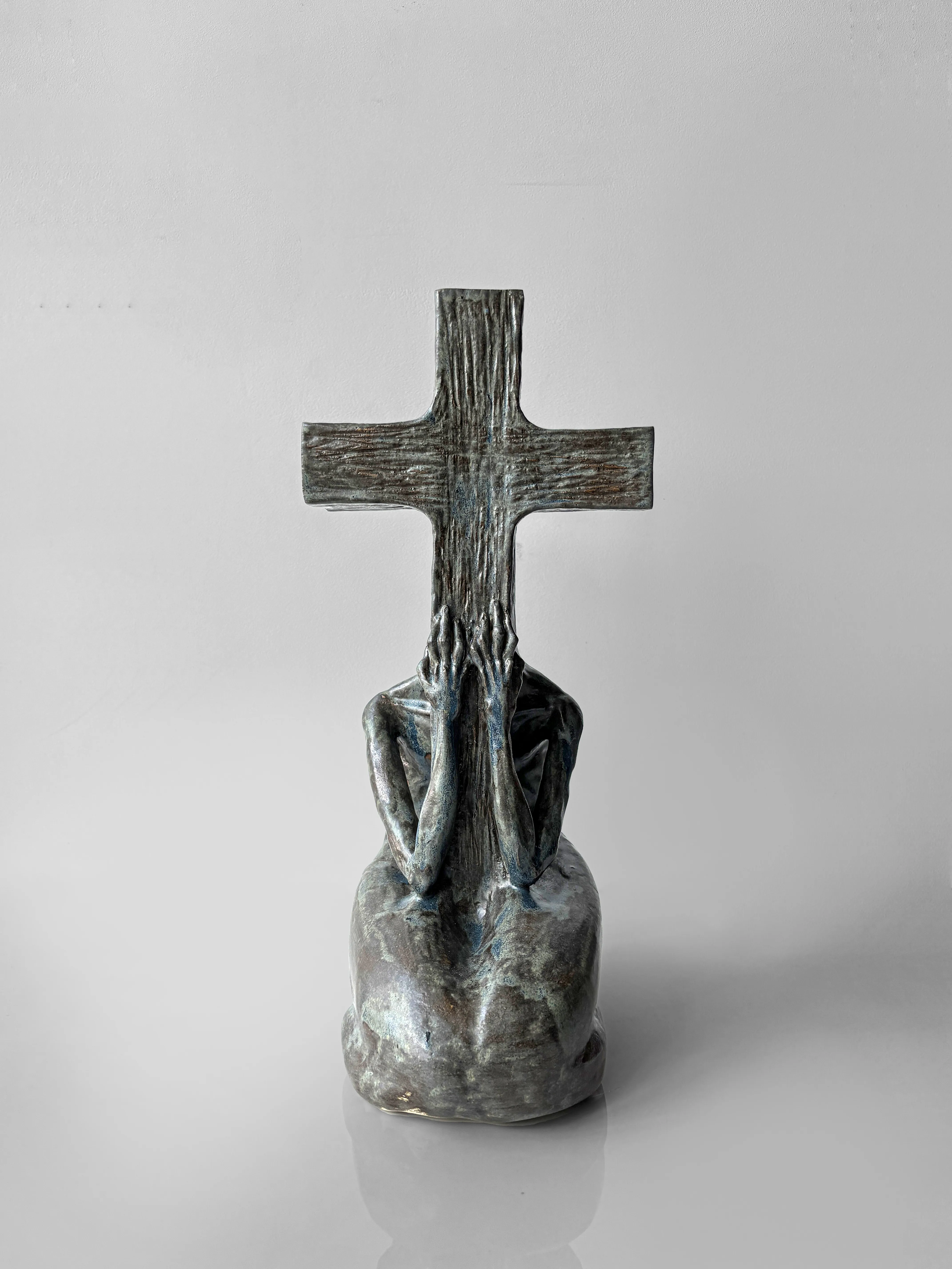 Image of Cross-headed by VITALIY KRASUTSKIY, size: 44x24x20 cm, made of Chamotte clay, glazes, Sculpture medium, from Lviv, part of the Series 1 series, priced at €1200 Photo 1 of 10.