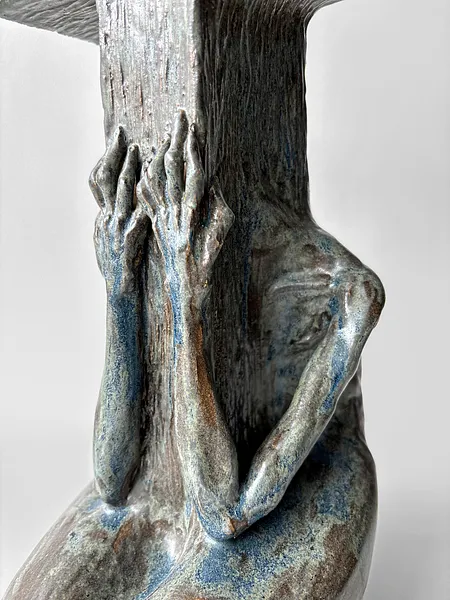 Image of Cross-headed by VITALIY KRASUTSKIY, size: 44x24x20 cm, made of Chamotte clay, glazes, Sculpture medium, from Lviv, part of the Series 1 series, priced at €1200 Photo 3 of 10.