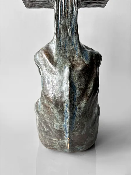 Image of Cross-headed by VITALIY KRASUTSKIY, size: 44x24x20 cm, made of Chamotte clay, glazes, Sculpture medium, from Lviv, part of the Series 1 series, priced at €1200 Photo 7 of 10.