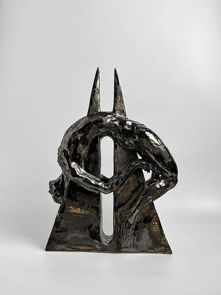 Image of Crucified by VITALIY KRASUTSKIY, made of Chamotte clay, glazes, Sculpture medium, from Lviv, part of the Series 1 series, priced at €1200 Photo 1 of 11.